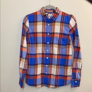 J.Crew Perfect Fit Plaid Button Down Blue Multi XS